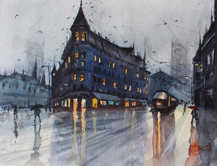 Rainy Street Scene