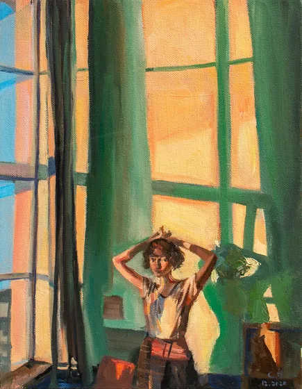 Bathed in Afternoon Light by the Window